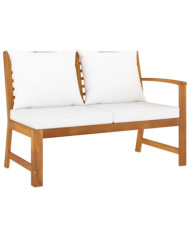 Banc de jardin 114,5 cm avec coussin crème Bois solide d'acacia | Mobilier & Déco