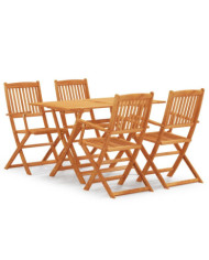 Ensemble à manger d'extérieur pliable 5 pcs Bois d'eucalyptus | Mobilier & Déco