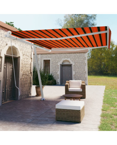 Auvent manuel rétractable sur pied 450x350 cm Orange et marron | Mobilier & Déco
