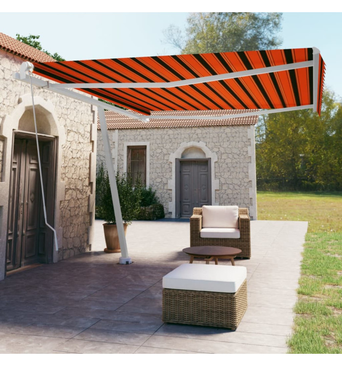 Auvent manuel rétractable sur pied 450x350 cm Orange et marron | Mobilier & Déco