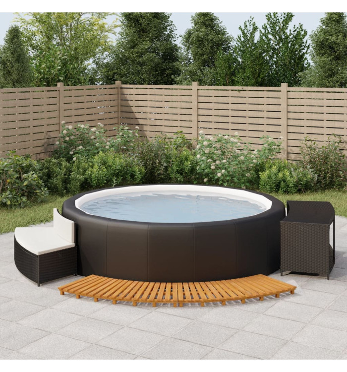 Cadre de bain à remous noir résine tressée bois massif d'acacia | Mobilier & Déco
