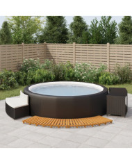 Cadre de bain à remous noir résine tressée bois massif d'acacia | Mobilier & Déco