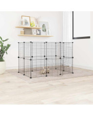Cage animaux de compagnie à 20 panneaux et porte Noir 35x35 cm | Mobilier & Déco