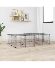 Cage animaux de compagnie à 20 panneaux et porte Noir 35x35 cm | Mobilier & Déco