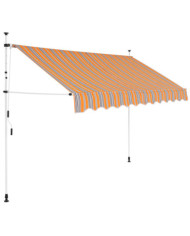 Auvent rétractable manuel 250 cm Rayures jaunes et bleues | Mobilier & Déco