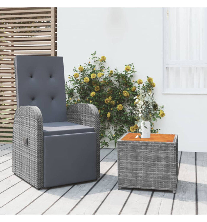 Ensemble de salon de jardin 2 pcs gris poly rotin et acacia | Mobilier & Déco