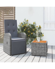 Ensemble de salon de jardin 2 pcs gris poly rotin et acacia | Mobilier & Déco
