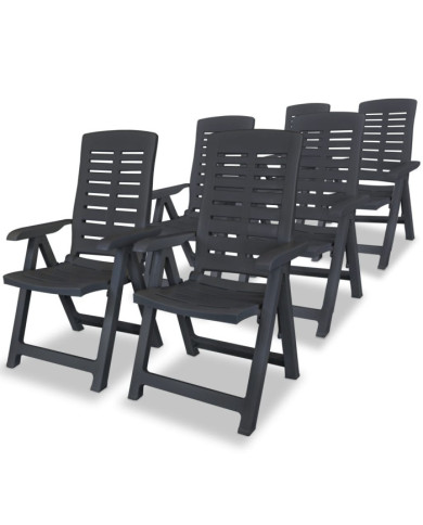 Chaises inclinables de jardin lot de 6 Plastique Anthracite | Mobilier & Déco