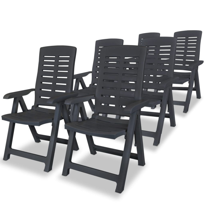 Chaises inclinables de jardin lot de 6 Plastique Anthracite | Mobilier & Déco