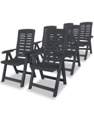 Chaises inclinables de jardin lot de 6 Plastique Anthracite | Mobilier & Déco