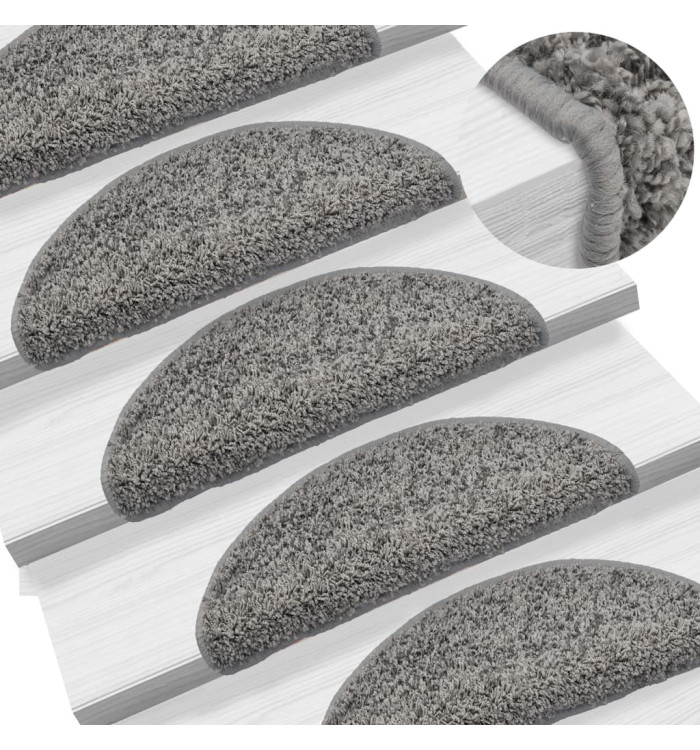 Tapis d'escalier 15 pcs Gris 56x17x3 cm | Mobilier & Déco
