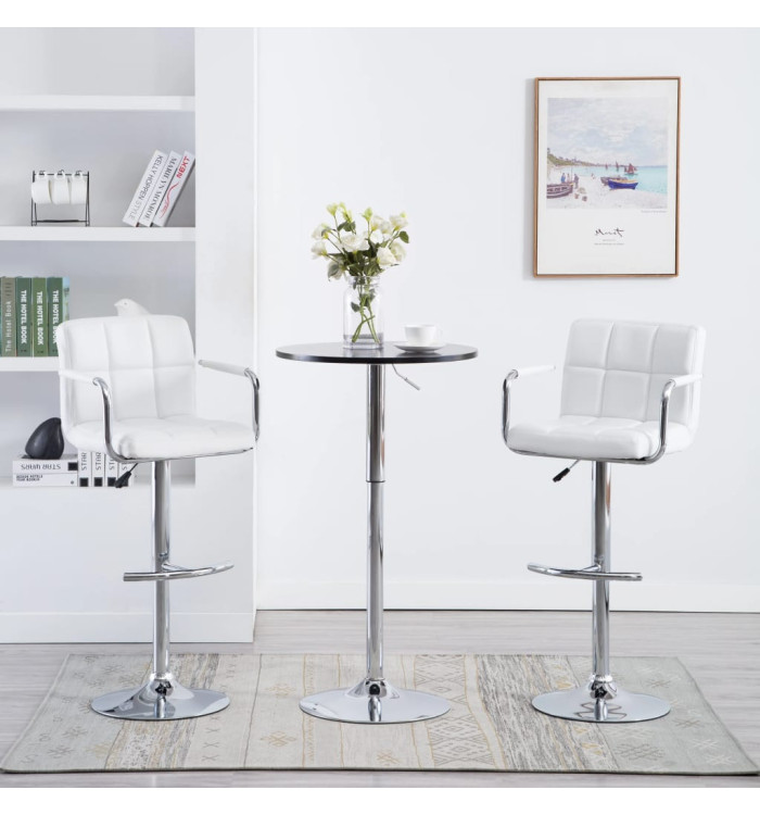 Tabourets de bar lot de 2 blanc similicuir | Mobilier & Déco
