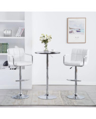 Tabourets de bar lot de 2 blanc similicuir | Mobilier & Déco