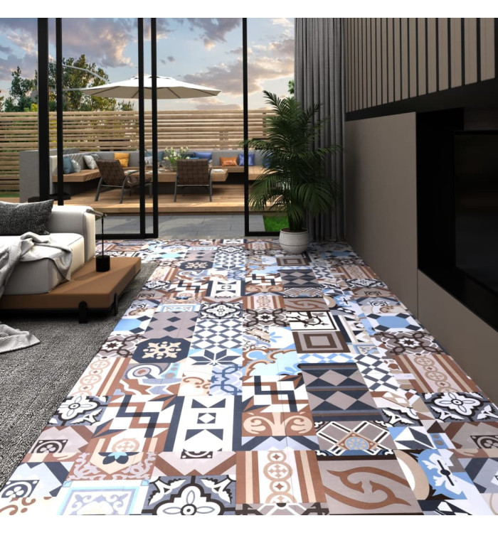 Dalle de plancher autoadhésif PVC 5,11 m² motif mono | Mobilier & Déco
