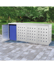 Abri de poubelle quadruple sur roulettes 240 L Acier inoxydable | Mobilier & Déco