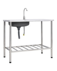 Évier de camping Seul lavabo avec robinet Acier inoxydable | Mobilier & Déco