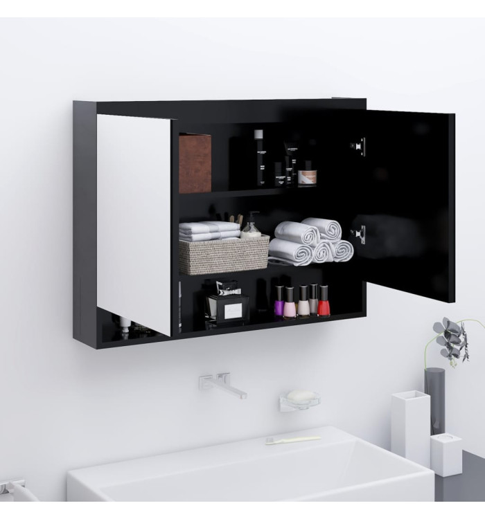 Armoire à miroir de salle de bain 80x15x60 cm MDF anthracite | Mobilier & Déco