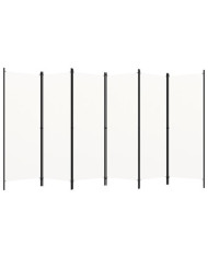 Cloison de séparation 6 panneaux Blanc 300x180 cm | Mobilier & Déco