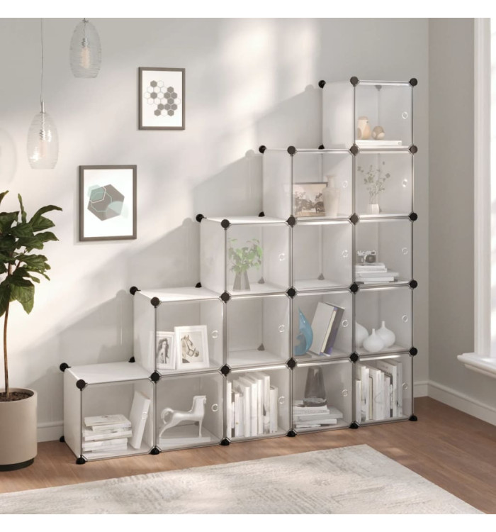 Cubes de rangement 15 pcs avec portes Transparent PP | Mobilier & Déco