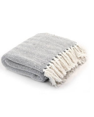Couverture coton à chevrons 220x250 cm Gris | Mobilier & Déco