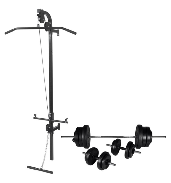 Tour de musculation murale avec jeu d'haltères et poids 60,5 kg | Mobilier & Déco