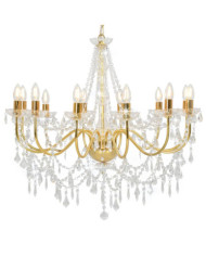 Lustre avec perles Doré 12 ampoules E14 | Mobilier & Déco
