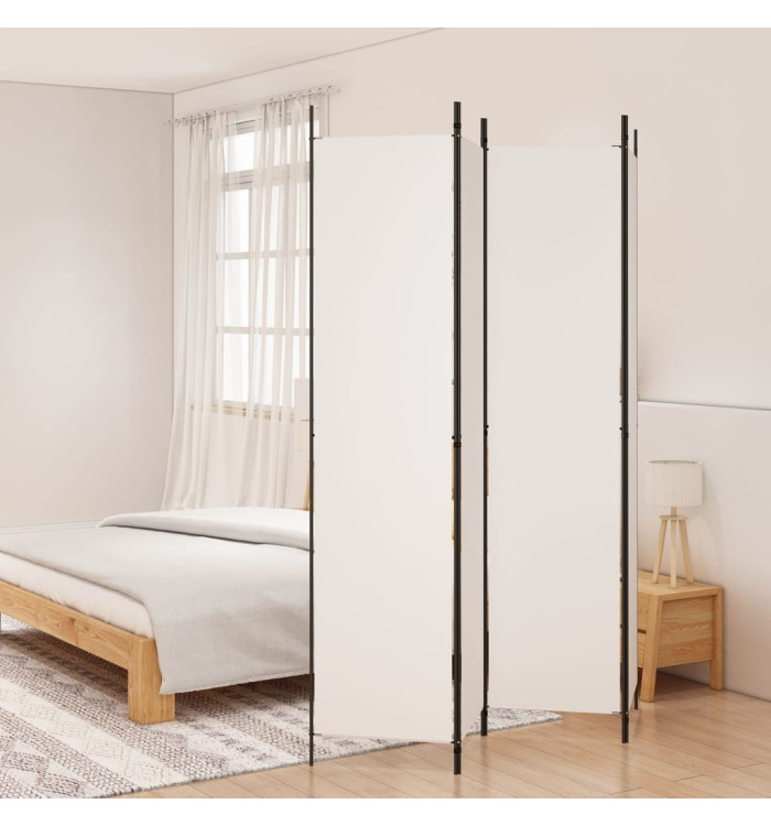 Cloison de séparation 4 panneaux Blanc 200x220 cm Tissu | Mobilier & Déco