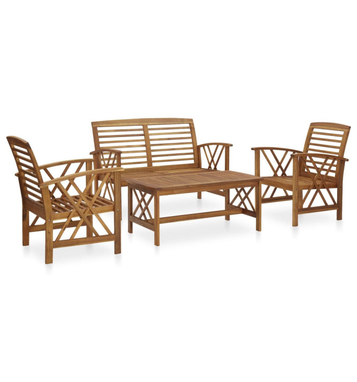 Salon de jardin 4 pcs Bois d'acacia solide | Mobilier & Déco