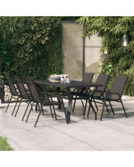 Table de jardin Noir 180x80x70 cm Acier et verre | Mobilier & Déco