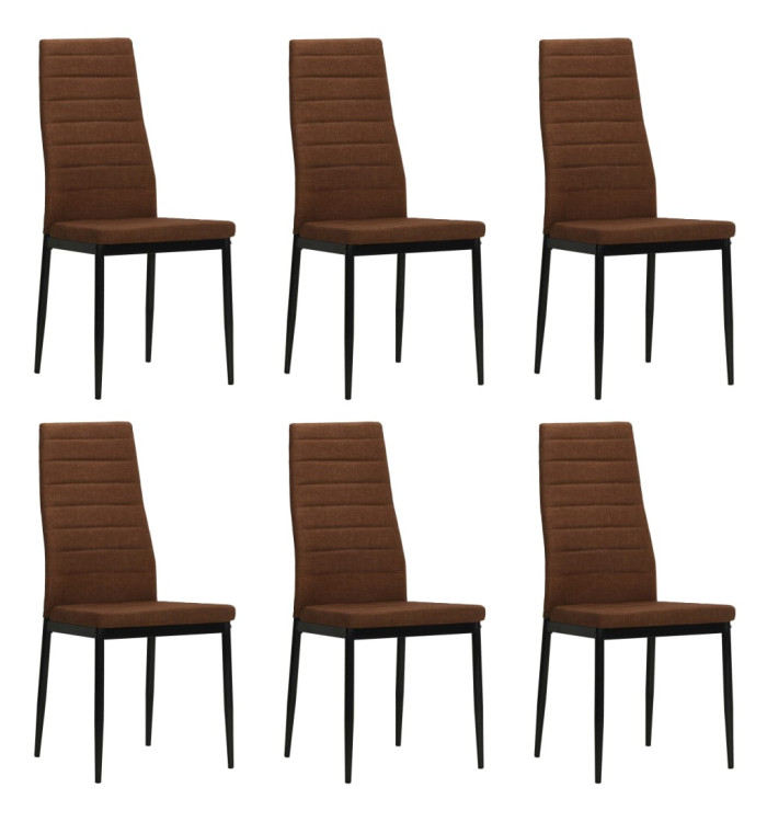 Chaises à manger lot de 6 marron tissu | Mobilier & Déco