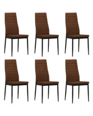 Chaises à manger lot de 6 marron tissu | Mobilier & Déco