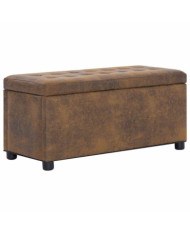 Pouf de rangement 87,5 cm Marron Similicuir daim | Mobilier & Déco