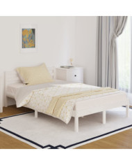Cadre de lit sans matelas bois de pin massif 120x200 cm blanc | Mobilier & Déco
