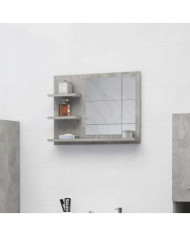 Miroir de salle de bain gris béton 60x10,5x45cm bois ingénierie | Mobilier & Déco