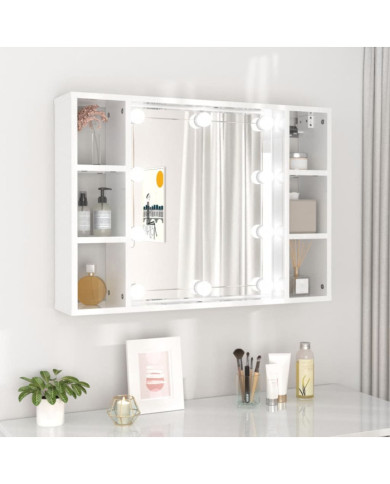 Armoire de miroir avec LED Blanc brillant 76x15x55 cm | Mobilier & Déco