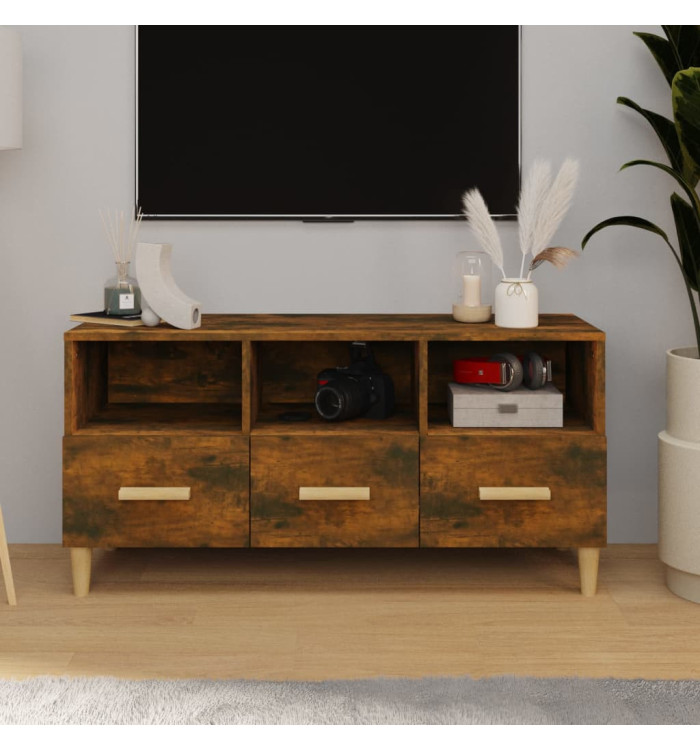 Meuble TV Chêne fumé 102x36x50 cm Bois d'ingénierie | Mobilier & Déco
