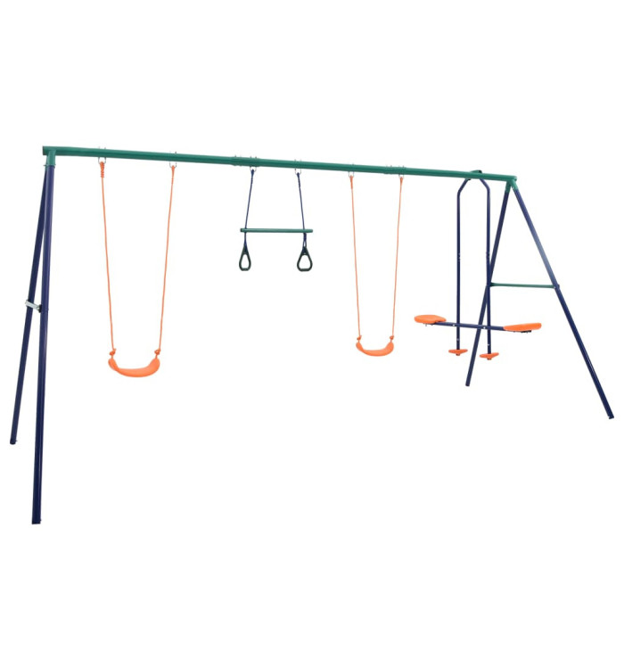 Ensemble de balançoire et anneaux de gymnastique 4 places Acier | Mobilier & Déco