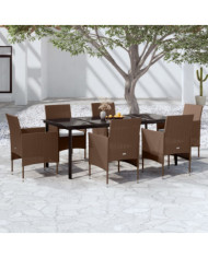 Ensemble à manger de jardin coussins 7 pcs Marron/noir | Mobilier & Déco