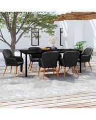 Ensemble à manger de jardin avec coussins 7 pcs Noir | Mobilier & Déco