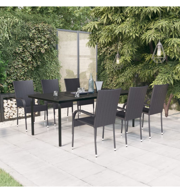 Ensemble à manger de jardin 7 pcs Noir | Mobilier & Déco