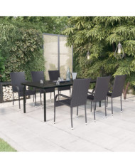 Ensemble à manger de jardin 7 pcs Noir | Mobilier & Déco