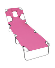 Chaise longue pliable avec coussin de tête Acier Rose magento | Mobilier & Déco