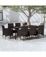 Ensemble à manger de jardin avec coussins 9 pcs noir | Mobilier & Déco