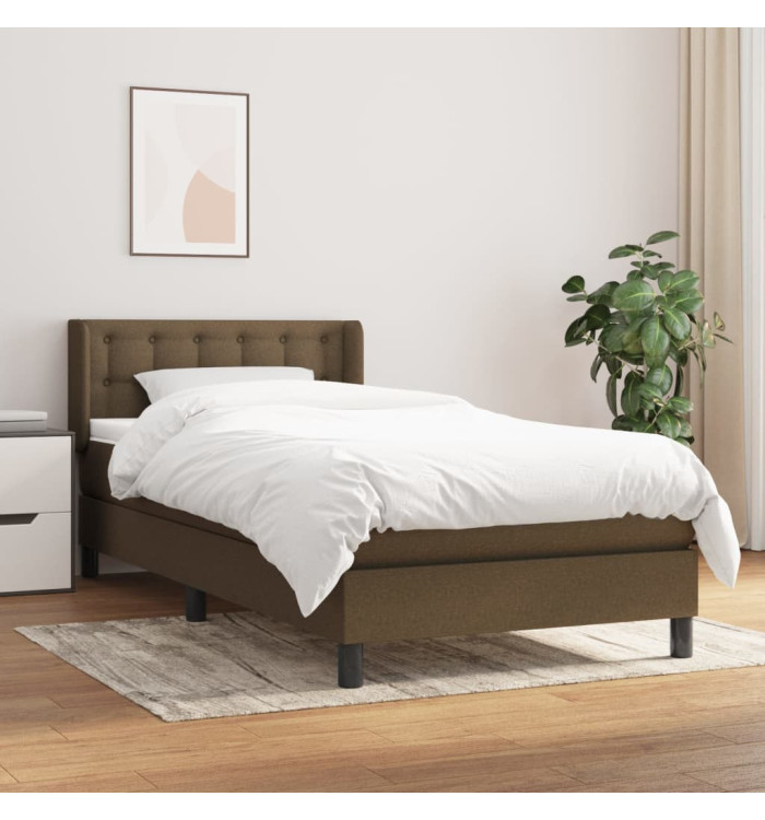 Sommier à lattes de lit avec matelas Marron foncé 100x200 cm | Mobilier & Déco