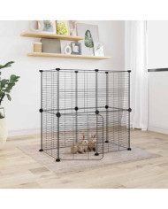 Cage animaux de compagnie à 12 panneaux et porte Noir 35x35 cm | Mobilier & Déco