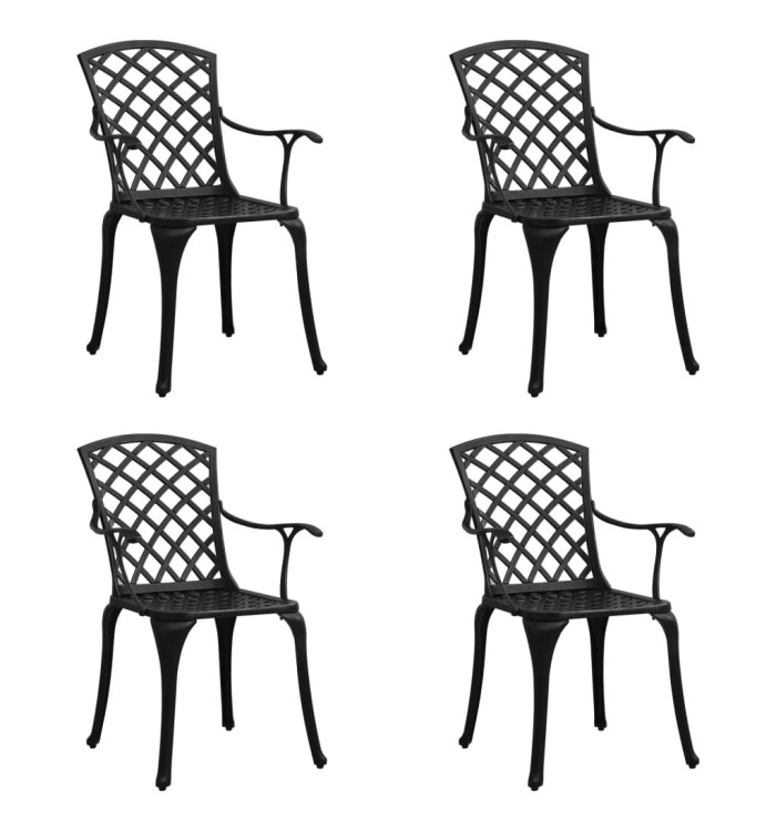 Chaises de jardin lot de 4 Aluminium coulé Noir | Mobilier & Déco