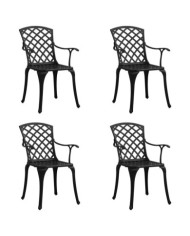 Chaises de jardin lot de 4 Aluminium coulé Noir | Mobilier & Déco