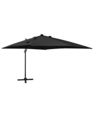 Parasol de jardin en porte-à-faux et mât et lumières LED noir | Mobilier & Déco