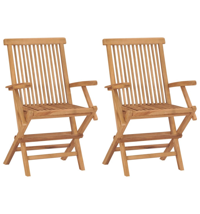 Chaises de jardin pliables lot de 2 Bois de teck massif | Mobilier & Déco