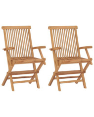 Chaises de jardin pliables lot de 2 Bois de teck massif | Mobilier & Déco